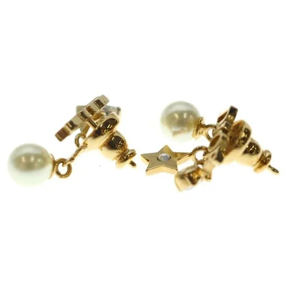 Dior Logo Faux Pearl Earrings Gold - Picture 3 of 6